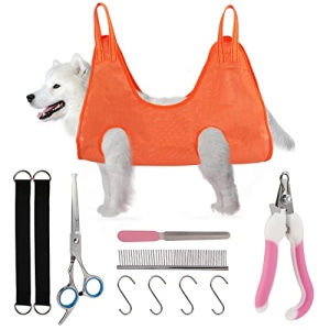 11 in 1 Pet Grooming Hammock Set for Cats & Dogs, Breathable Dog Hammock Restraint Bag for Pet, Dog Sling for Nail Clipping Grooming Bathing Eye and Ear Health Care (size:L)