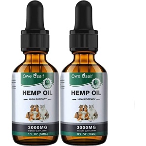 2 Pack Hemp Oil for Dogs and Cats Anxiety Relief, Arthritis, Seizures Calming, Pain Relief, Skin Health Pet Hemp Oil Extract Rich in Omega 3-6-9 & Vitamin B and E