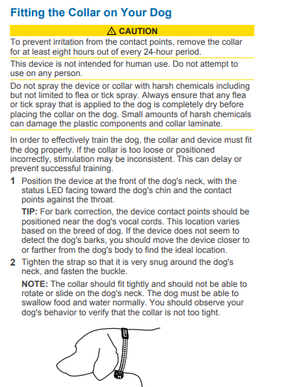 Page 2 Garmin Dog E Collar Fitting Caution