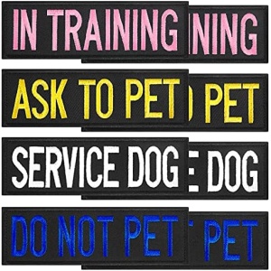 8 Pieces Service Dog in Training Patches Dog Vest Patches with Adhesive Strap for Pet Tactical Harnesses Collars Leashes Do Not Pet