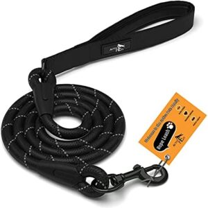 ACTIVE PETS Strong Dog Rope Leash with Soft Comfortable Padded Handle and Highly Reflective Threads, Dog Leash for Small Medium and Large Dogs, Puppy Leash for Training Running and Walking