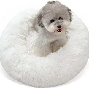Aalklia Plush Calming Dog Bed, Donut Anti Anxiety Dog Bed with Anti-Slip Bottom and Waterproof Bottom, Soft Calming Bed for Dogs & Cats,Calming Pet Bed for Small Medium Dogs and Cats