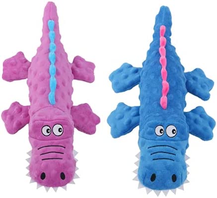 CPDSUT Dog Squeaky Toys Crocodile, Cute Stuffed Plush Dog Toys with Crinkle Sound, Durable Interactive Chew Toys for Puppies, Small and Medium Dogs, 2 Pack