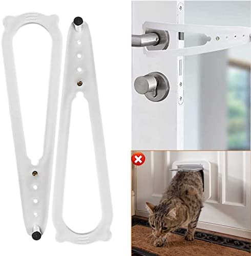 Cat Door Holder Latch Keep Dog Out of Litter Box No Need for Baby Gate and Pet Door Alternative of Interior Cat Door and Pet Gates Installs Fast Flex Latch Strap