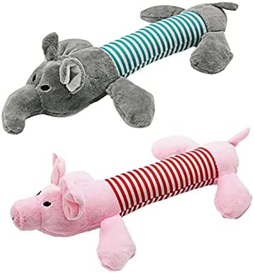 HGB Squeaky Plush Dog Toy, 2 Pack Non-Toxic and Safe Chew Toys for Puppy Teething, Pet Training and Entertaining, Durable Interactive Dog Toys for Small, Medium, and Large Dogs