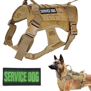 Havenfly Tactical Dog Harness for Medium Large Dogs No Pull Adjustable K9 Working Training Easy Control with Molle & Sturdy Handle Military Dog Harness Service Dog Vest