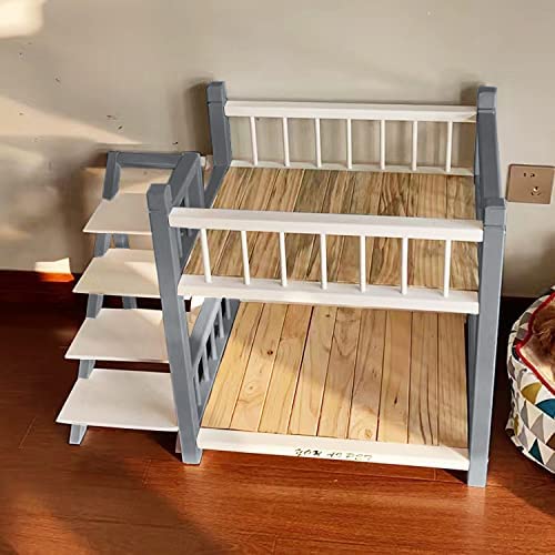 JCQIGOA Cat Dog Bunk Wooden Bed for Small Medium Pet Wood Frame Beds with Steps Double Buddy Dogs Stairs for Bed Waterproof Indestructible Removable Washable