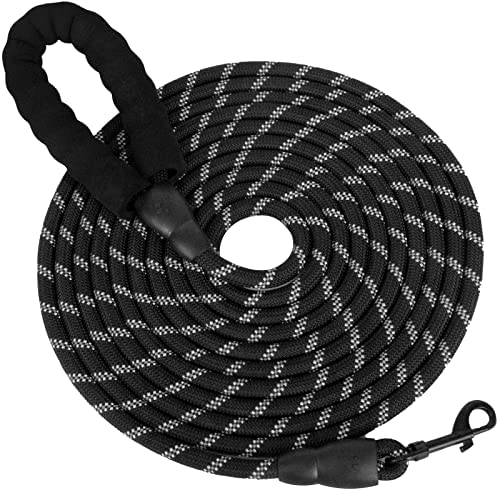 LSPDIU Long Dog Leash,15FT 30FT 50FT Heavy Duty Dog Leash Comfortable Padded Handle and Snap Hook,Reflective Training Lead Rope for Large Medium Small Dogs for Camping