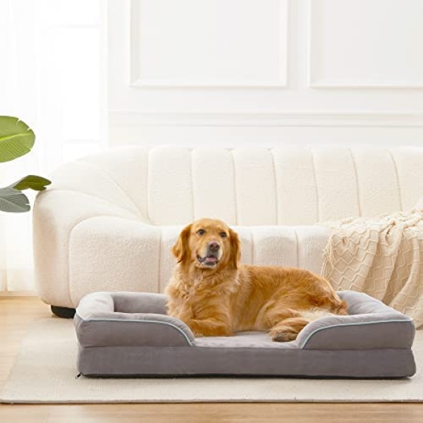 Orthopedic Dog Bed, Waterproof Thick Foam Dog Bed Sofa with Machine Washable Cover, Comfy Dog Bed Couch for Small Medium Large Dog