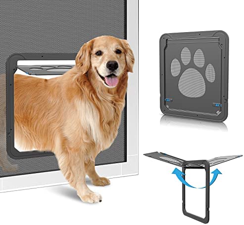 PETLESO Dog Door for Screen Door, Large Dog Door for Sliding Door Insert Dog Screen Door, Large 12”×13.5”
