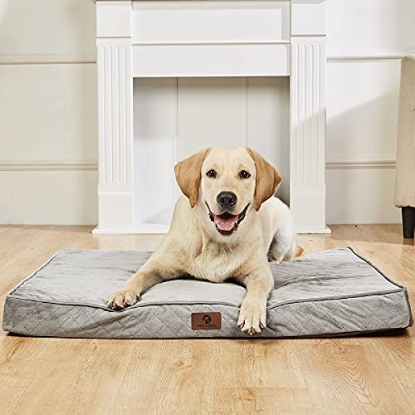 Umchord Orthopedic Dog Bed for Dogs, Thick Egg Crate Memory Foam Dog Bed for Joint Relief, Quilted Plush Dutch Velvet Top with Removable Washable Cover & Non-Slip Bottom