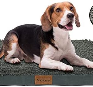 Yokee Dog Bed Mat Large Dog Crate Pad Waterproof Lining Removable Washable Cover Non-Slip Bottom Medium, Large, Extra Large Dogs Pet Beds