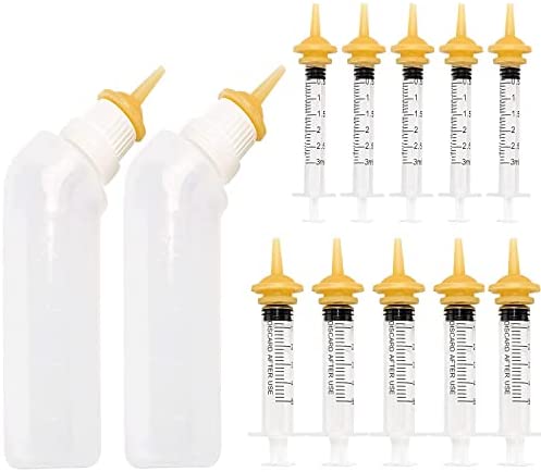 Zhixing Pet Feeding Silicone Nipple with Bottle and Syringes for Puppy Dog Cat or Other Pets(Model 4)