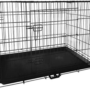 18/24/30/36/42/48 inch Dog Crate for Small Medium Large Dogs Indoor Outdoor, Folding Wire Metal Pet Dog Crate with Double Doors Removable Tray and Handle