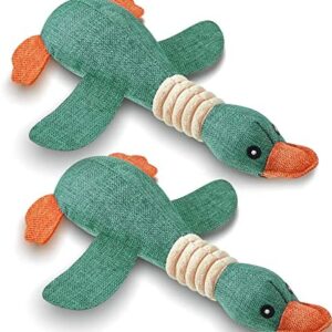 2 Pcs Dog Toys for Aggressive Chewers Mallard Duck Dog Toy Stuffed Dog Squeak Toys Squeaky Goose Puppy Dog Training Toys for Small Medium Dogs, 12 x 6 Inches