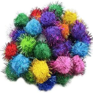 20 Pcs 2 Inch Sparkle Ball Cat Toy Interactive Balls Multicolor for Kittens Exercise and Multiple Cats Play and Chase