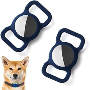2Pack Silicone Case Compatible with Airtag Dog Collar Holder, Protective Cover for Pet Strap Band, Slide On Clip Sleeve Compatible with Apple Airtag