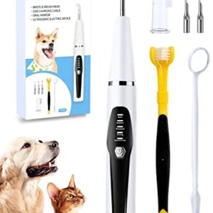 7Pcs-Dog Teeth Cleaning Kit, Electric Dog Tartar Remover for Teeth, Pet Ultrasonic Dental Cleaning Machine, Easy Dog Dental Care, Suitable for Large and Small Dogs. (Black)