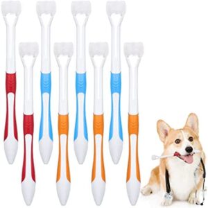 8 Pcs 3 Sided Dog Toothbrush Small Dog Tooth Brushing Kit for Large Dogs Puppy Soft Dog Tooth Brush Cat Toothbrush for Dogs Cat Teeth Cleaning Dental Bad Breath Tartar Remover Pet Care Essentials