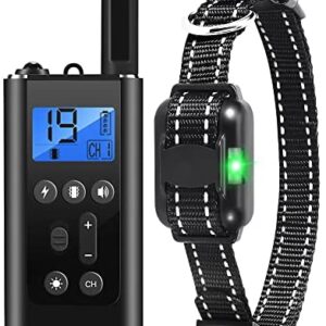 AEMEXT Dog Training Collar with Remote Rechargeable Waterproof Dog Shock Collar for Small Medium Large Dogs Electric Bark Collar 4 Safety Training Modes Vibration/Beep/Shock/Light, 2600ft Range Remote
