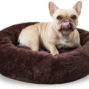 Beamlike Donut Cuddler Dog Beds for Medium Dogs Round Plush Pet Bed with Foam Anti-Anxiety Machine Washable
