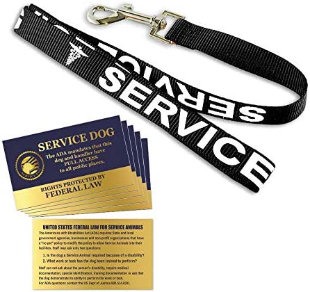 "SERVICE DOG" Leash - Includes Five Federal Law Handout cards - Use with or without a Service Dog Vest