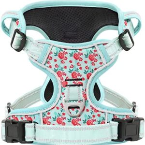 Timos No Pull Dog Harness,Reflective Oxford Adjustable No Choke Puppy Harness with Front & Back 2 Metal Leash Attachments, Soft Padded Outdoor Vest Harnesses with Easy Control Handle for Small Medium Large Dogs