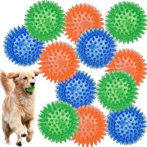 12pack Squeaky Dog Toys Spiky Dog Balls Cleans Teeth and Promotes Dental and Gum Health for Your Pet Squeaker Ball Toys for Aggressive Chewers