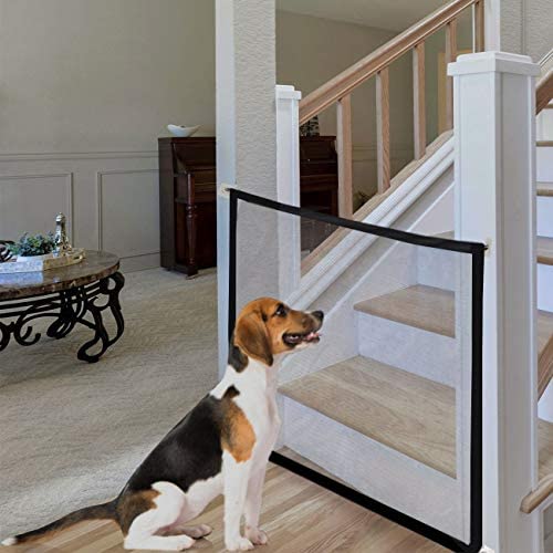 43''x28.3 Mesh Dog Gate, Magic Gate for Dog, Portable Folding Dog Gate, Safety Fence Guard for House Stair Doorway Door