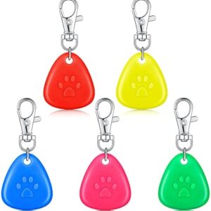 5 Pieces Clip on Dog Collar Silicone LED Dog Collar Paw Dog Tag Light Dog Collar Light Waterproof Safety Night Walking Lights for Camping Dog Cat, Green, Red, Yellow, Rose Red, Blue, Battery Included