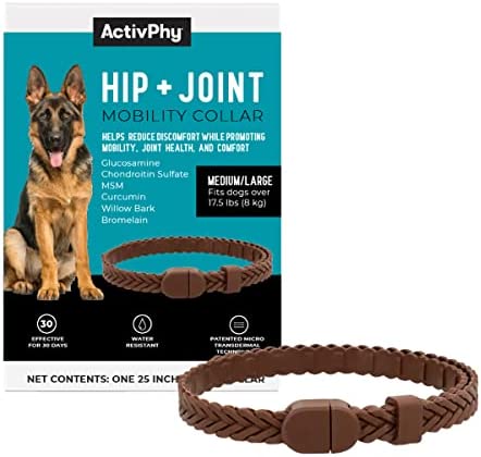 ACTIVPHY Hip + Joint Mobility Collar with Glucosamine, Chondroitin, MSM, Curcumin, and More | 30 Days of Continuous Support | Water Resistant