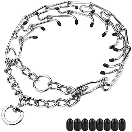 Aheasoun Prong Collar for Dogs, Choke Collar for Dogs, Pinch Collar for Dogs, for Large Medium and Small Dogs, Stainless Steel Adjustable with Comfort Rubber Tips, Safe and Effective