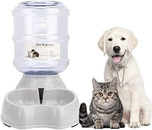 Automatic Pet Waterer,1 Gal(3.8L) Pet Water Dispenser,Replenish Pet Waterer,Dog Water Dispenser Station,Automatic Gravity Water Drinking Fountain Bottle Bowl Dish Stand by Meleg Otthon