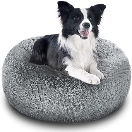 BEAUTYHB Calming Dog Bed and Cat Bed, Anti Anxiety Pet Bed Round Fluffy Dog Bed for Small Medium Large Pets, Cat Beds for Indoor Cats, Warm and Washable Dog Bed (24"/28"/32")