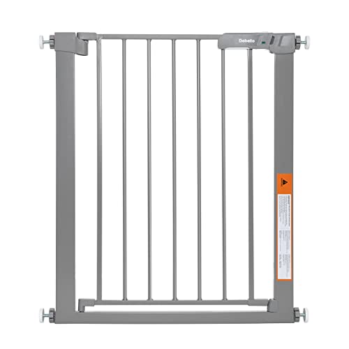 Babelio 26-29 Inch Easy Install Baby Gate with Door, Fit for Narrow Doorways, Auto-Close Design, No Drilling, Pressure Mounted, Safety Gate w/Door for Child and Pets (Grey)