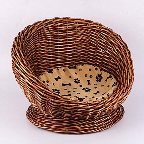 Beds Pet Hand-Knitted Cat Rattan Weaving Basket Nest Comfortable Kennel Pet Supplies Removable and Washable Mat Dog House Pet Shelter House Run-anmy 20200324