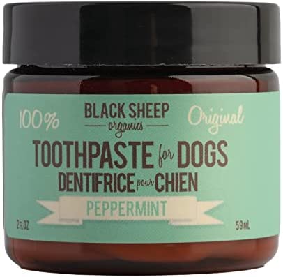 Black Sheep Organics Peppermint Natural Dog Toothpaste-Limited Ingredients with Coconut Oil for Dogs-Fresh Breath and Reduce Tartar