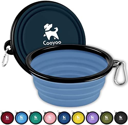 COOYOO Collapsible Dog Bowl,2 Pack Collapsible Dog Water Bowls for Cats Dogs,Portable Pet Feeding Watering Dish for Walking Parking Traveling with 2 Carabiners