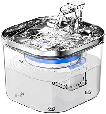 Cat Water Fountain, 68oz/2L 304 Stainless Steel Cats Fountain Water Bowl, Quiet Electric Automatic Pet Water Dispenser with 3 Filters, Pet Drinking Fountains for Cats, Small Dog, Multiple Pets