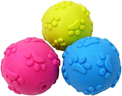 Dog Squeaky Balls ，Dog Balls Tug and Fetch Toys for Small Medium Large Dogs Squeaky Toy Balls 3 Pcs