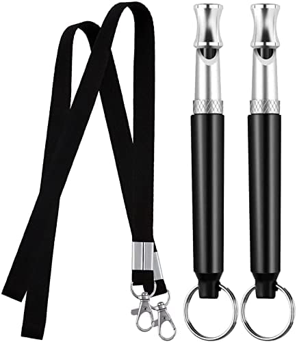 Dog Whistle, 2 Pack Adjustable Ultrasonic Dog Whistle to Stop Barking Neighbors Dog, Recall Training, Professional Silent Dog Whistles to Stop Barking Training Tool for Dogs, with Black Strap Lanyard