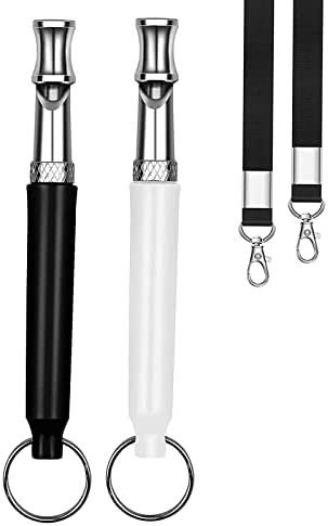 Dog Whistle, 2 Pack Professional Ultrasonic Dog Whistle to Stop Barking, Recall Training, Ultrasonic Silent Dog Whistles Training to Stop BarkingControl Devices for Neighbors Dog, with Black Lanyard