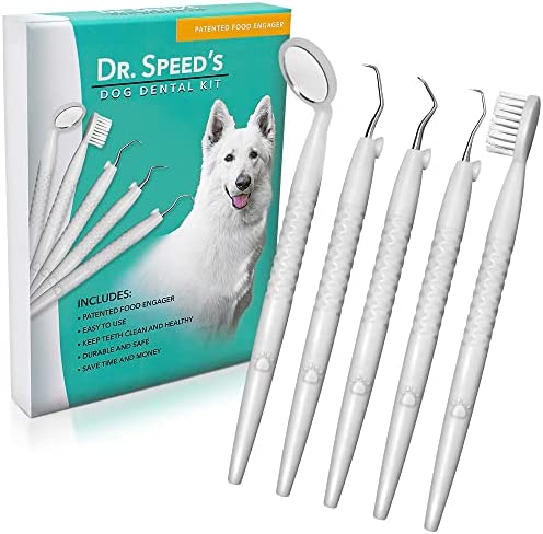 Dr. Speed’s Dog Dental Kit - 7 Piece | At Home Pet Cleaning & Care | Dog Toothbrush, Professional Polisher, Tartar Cleaner, Plaque Scraper & Stain Remover | Stainless Steel Teeth Tools for Cats & Dogs