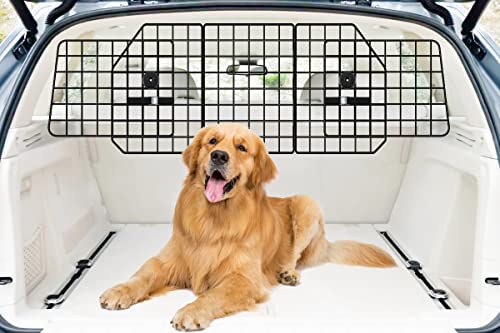 FEED GARDEN Adjustable Dog Car Barrier for SUVs,Cars,Vehicles, Trucks, Universal-Fit Pet Divider Gate Large Pet Barrier for Cargo Area 35.5" to 59" Width Black
