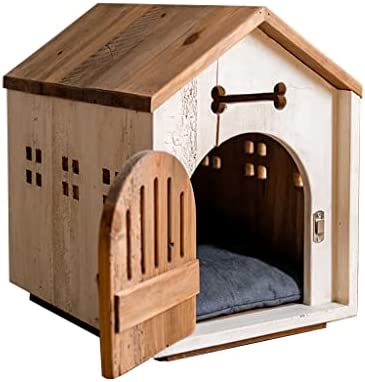 Fyue Small Dog Kennel Indoor, Wooden Cat House with Door, Architectural Shape Luxury Wooden Pet House with Ventilation and Roof, Can Be Used As Indoor and Outdoor Decoration for Cat House Dog House