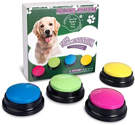 Goplemo Dog Buttons for Communication Voice Recordable Buttons Training Talking Funny Gift for Study Office Home,Multicolor 4 Packs