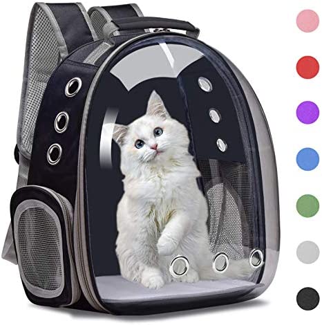 Henkelion Cat Backpack Carrier Bubble Bag, Small Dog Backpack Carrier for Small Dogs, Space Capsule Pet Carrier Dog Hiking Backpack Airline Approved Travel Carrier - Black Grey Pink Blue Purple Green