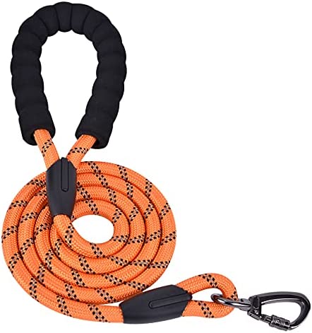 Katoggy Dog Leash, 5 FT Durable Nylon Dog Leash with Comfortable Padded Handle, Highly Reflective Threads for Small and Medium Dogs