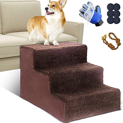 Kphico Dog Stairs,Plastic/Foam Pet Steps for Small Meduim Dogs and Cats,Pets with Joint Pain,Non-Slip Pet Ladder/Ramp Make Your Pets Get On and Off Couch&Bed Easily