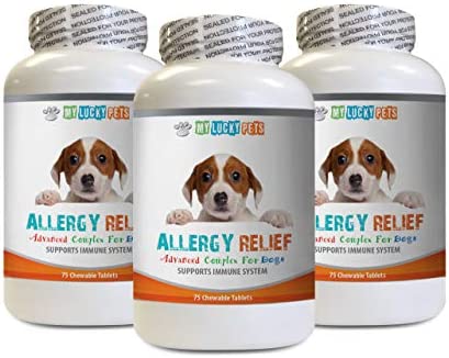 MY LUCKY PETS LLC Dog Allergies Itchy Skin - Allergy Relief for Dogs Itch Relief Support - Key Ingredients - bromelain for Dogs - 3 Bottles (225 Chewable Tablets)